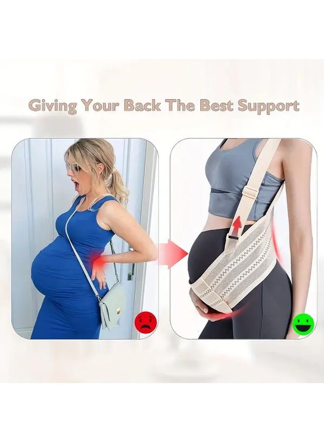 Light Beige Maternity Belly Band Adjustable Pregnancy Support Belt for Back Abdominal Comfort Size L - Image 3