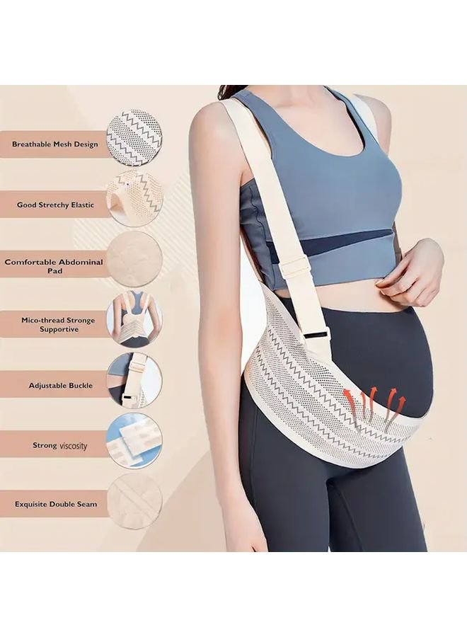 Light Beige Maternity Belly Band Adjustable Pregnancy Support Belt for Back Abdominal Comfort Size L - Image 5