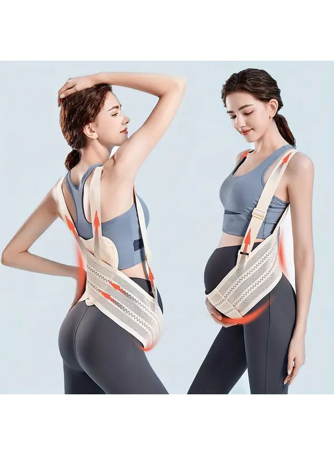 Light Beige Maternity Belly Band Adjustable Pregnancy Support Belt for Back Abdominal Comfort Size L - Image 1