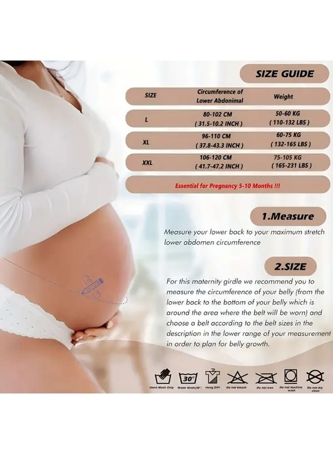 Light Beige Maternity Belly Band Adjustable Pregnancy Support Belt for Back Abdominal Comfort Size L - Image 4