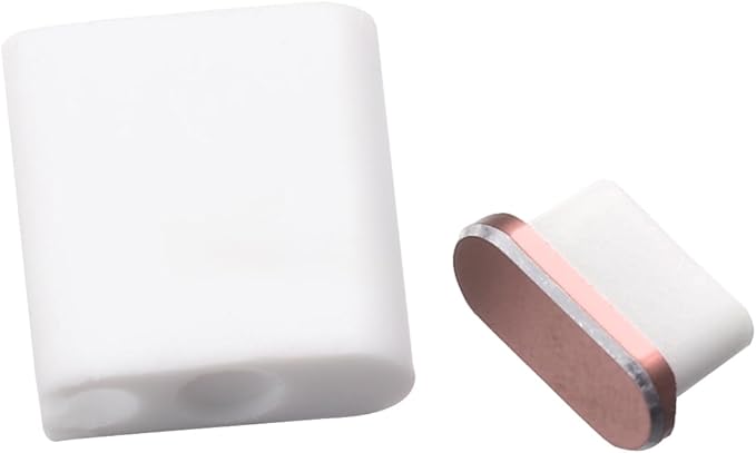 White USB C Port Plugs 2 Pack Aluminum Alloy Dust Waterproof Protector Easy Insert Remove - Image 1