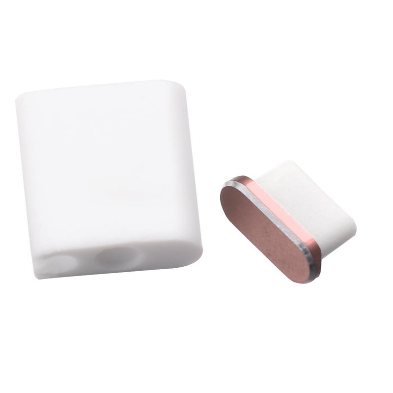 White USB C Port Plugs 2 Pack Aluminum Alloy Dust Waterproof Protector Easy Insert Remove - Image 2