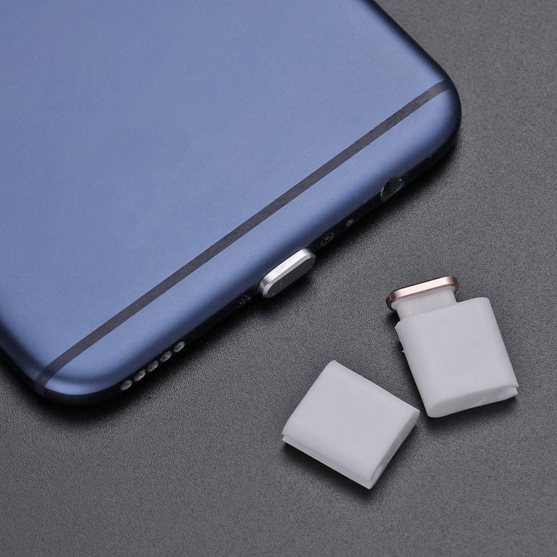 White USB C Port Plugs 2 Pack Aluminum Alloy Dust Waterproof Protector Easy Insert Remove - Image 5