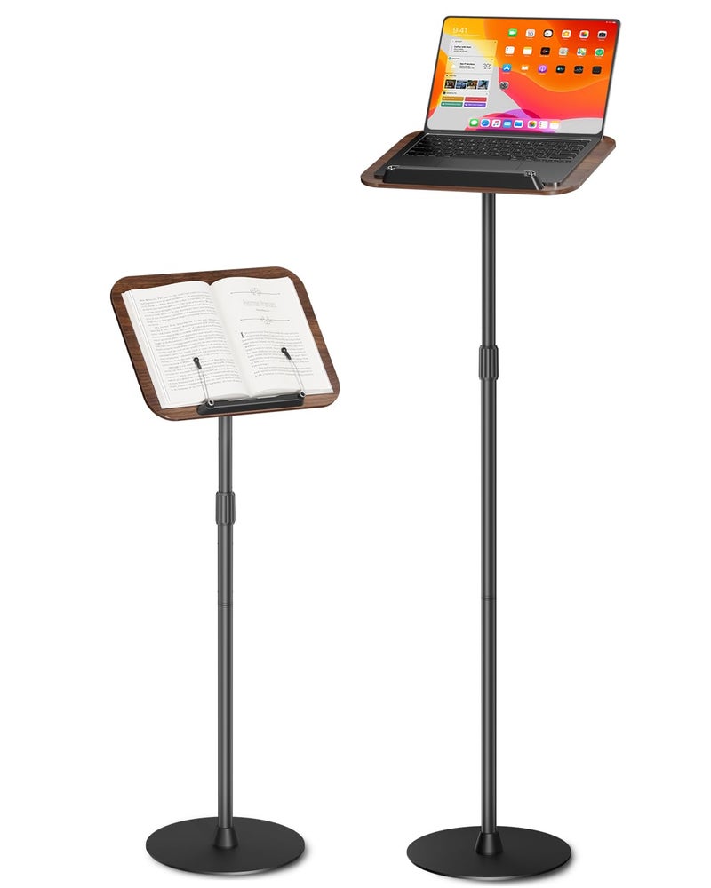 SupeDesk Adjustable Floor Book Stand & Book Holder for Reading, Laptop, and Tablet | Height Adjustable Standing Book Stand with Stable Base, Extendable Page Clips for Home, Office, Classroom - Image 1