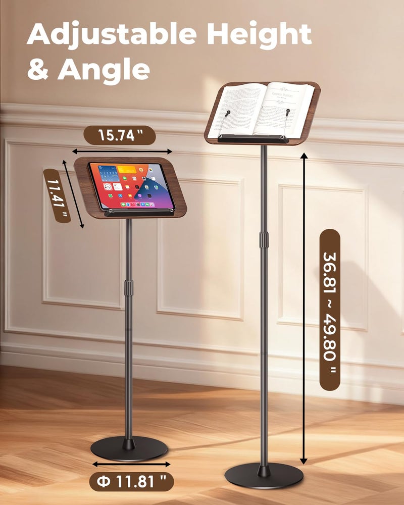 SupeDesk Adjustable Floor Book Stand & Book Holder for Reading, Laptop, and Tablet | Height Adjustable Standing Book Stand with Stable Base, Extendable Page Clips for Home, Office, Classroom - Image 4