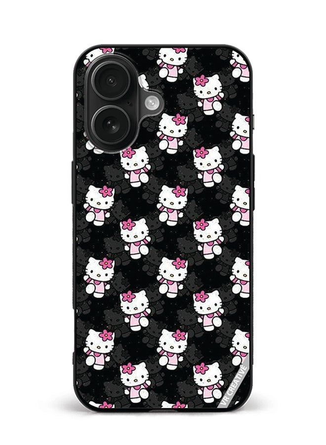 غطاء حماية لجهاز آبل آيفون 16 بتصميم هالو كيتي متعدد الألوان