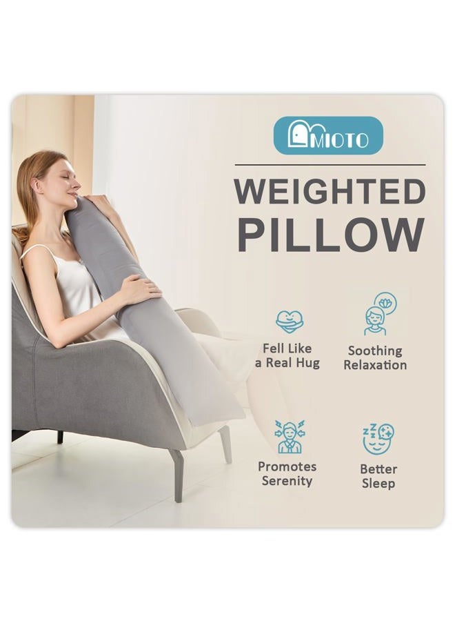 MIOTO 6.5lbs Weighted Body Pillow for Adult - Weighted Pillow for Better Sleep, Cooling Body Pillow with Tencel Cover, Long Pillow for Bed, Ideal Side Sleeper Pillow(41" x 10", Grey) - Image 2