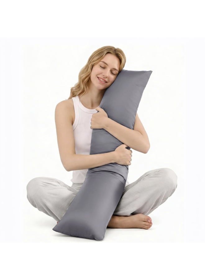 MIOTO 6.5lbs Weighted Body Pillow for Adult - Weighted Pillow for Better Sleep, Cooling Body Pillow with Tencel Cover, Long Pillow for Bed, Ideal Side Sleeper Pillow(41" x 10", Grey) - Image 1