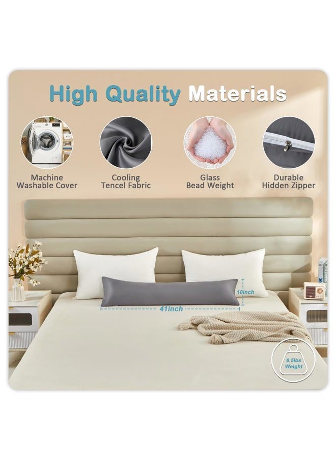 MIOTO 6.5lbs Weighted Body Pillow for Adult - Weighted Pillow for Better Sleep, Cooling Body Pillow with Tencel Cover, Long Pillow for Bed, Ideal Side Sleeper Pillow(41" x 10", Grey) - Image 3