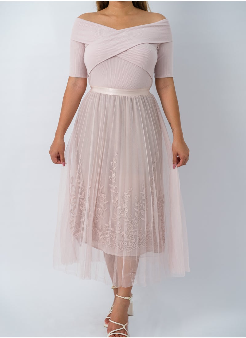 ONLY - Women’s Knitted Cross Wrap Long Dresses in Pink - Image 1