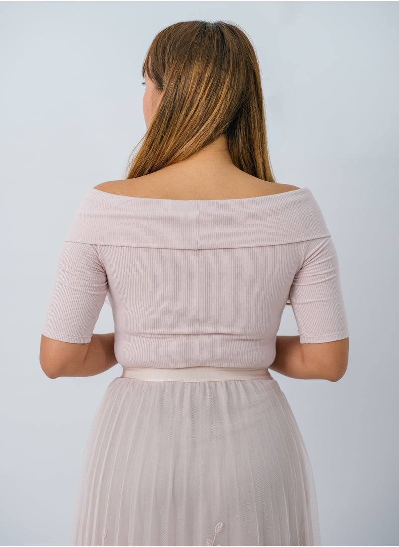 ONLY - Women’s Knitted Cross Wrap Long Dresses in Pink - Image 1