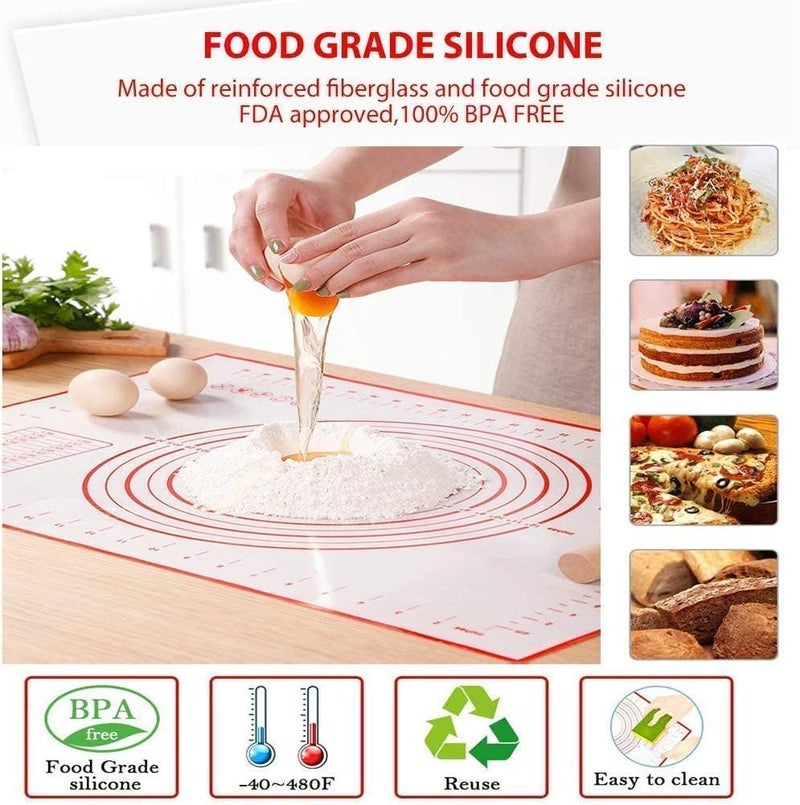 Stadash NonStick Silicone Pastry Mat with Measurements 40x60cm Large Baking Mat for Dough Rolling Kneading Fondant Cookie Pizza Making NonSlip Silicone Mat for Kitchen Countertop - Image 2
