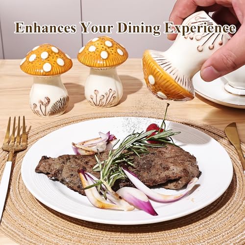 Fungi Fun Ceramic Mushroom Salt and Pepper Shakers Set – Cute and Decorative Salt and Pepper Shakers for Mushroom Kitchen Decor, Unique Hand-Painted Spice Containers for Table or Countertop - Image 4