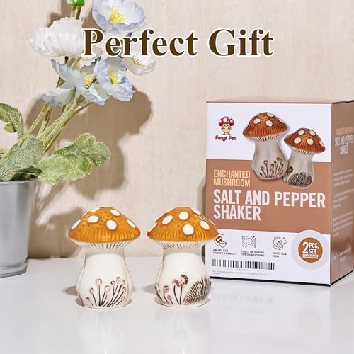 Fungi Fun Ceramic Mushroom Salt and Pepper Shakers Set – Cute and Decorative Salt and Pepper Shakers for Mushroom Kitchen Decor, Unique Hand-Painted Spice Containers for Table or Countertop - Image 5