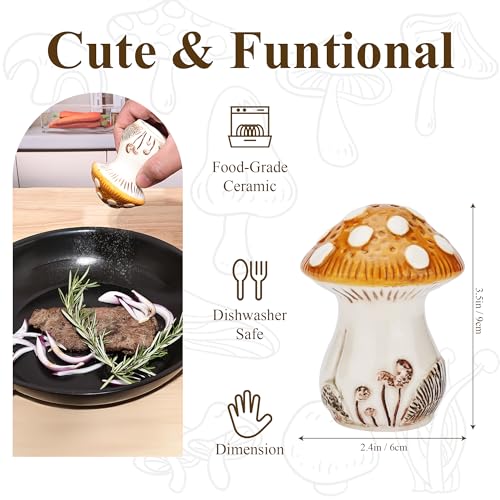 Fungi Fun Ceramic Mushroom Salt and Pepper Shakers Set – Cute and Decorative Salt and Pepper Shakers for Mushroom Kitchen Decor, Unique Hand-Painted Spice Containers for Table or Countertop - Image 3