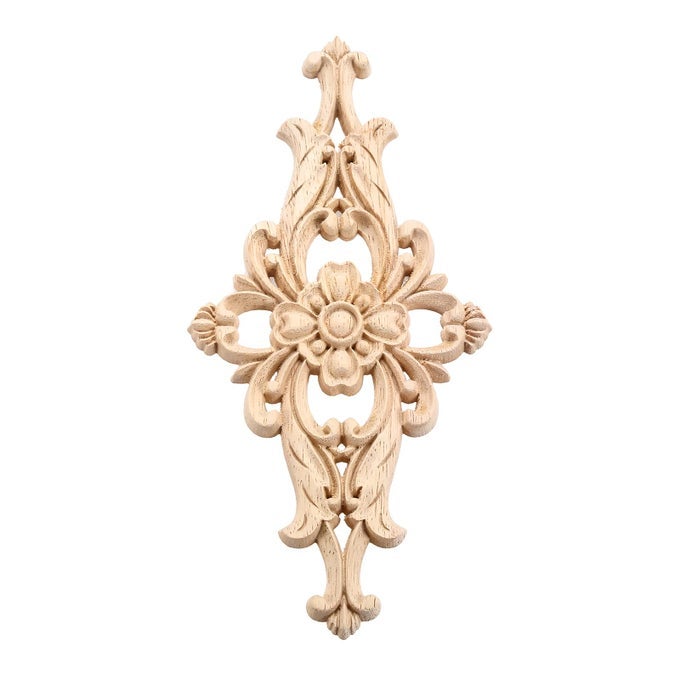 WOOD CARVED APPLIQUES FURNITURE DECORATIVE ONLAYS 1PC UNPAINTED DIY CENTER CARVING DECAL FOR DOOR WALL CEILING CABINET DRESSER MIRROR BED MANTEL BENCH DECORATION 20X10CM78X394