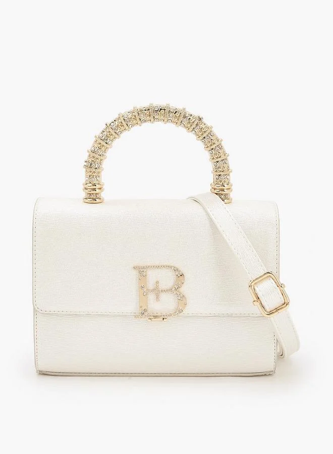 Flora Bella Embellished Handle Crossbody Bag with Detachable Shoulder Strap Ramadan Collection
