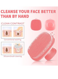 Bukela Silicone Face Scrubber Brush, Wash Brush Manual Waterproof Cleansing Skin Care Face Brushes for Cleansing and Exfoliating, Gentle Face Silicone Wash Brush for Women and Men (Pink)  - Image 3