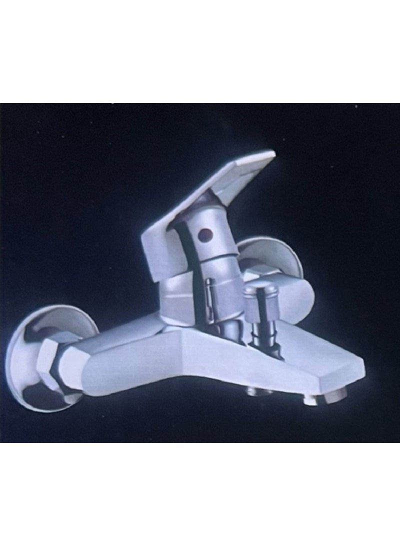 Silver hot and cold shower mixer tap - Image 1