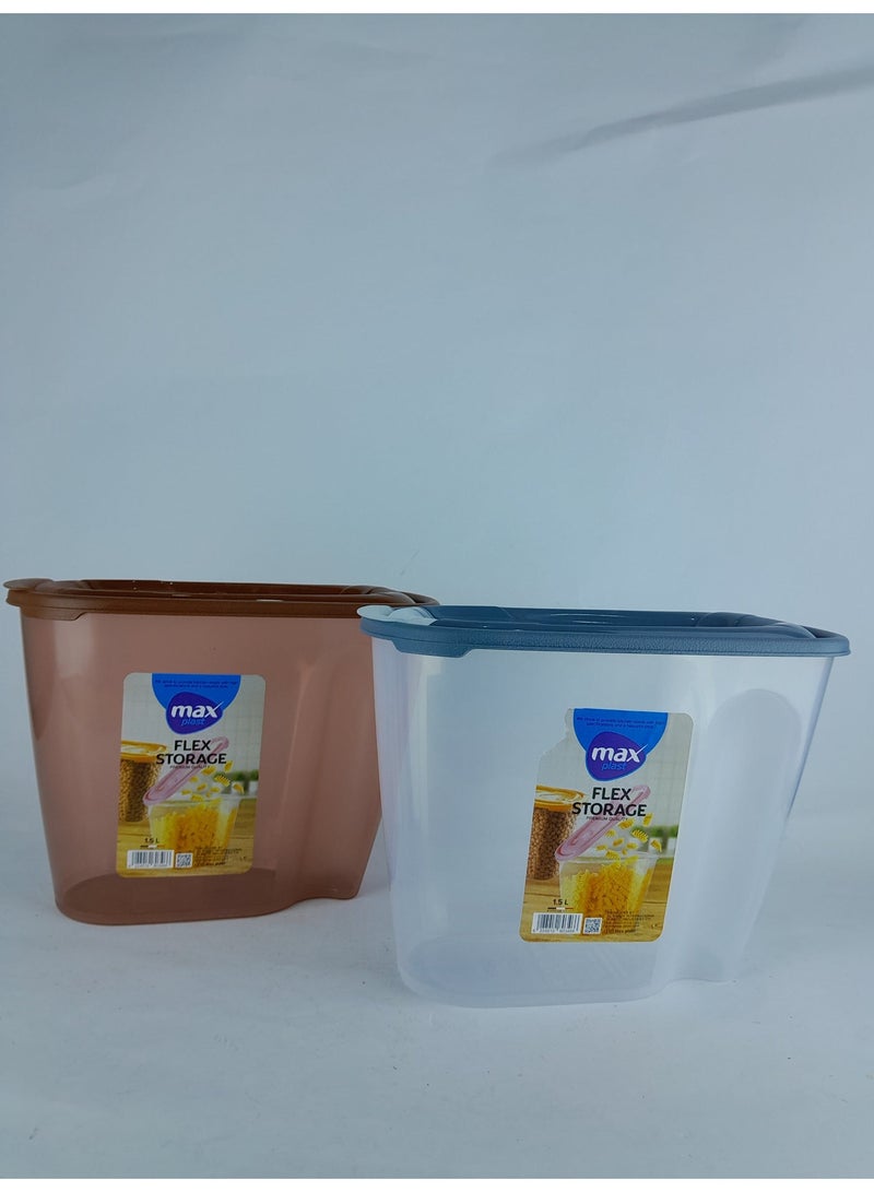 ماكس علبة تخزين بقوليات بلاستيك من ماكس بلاست-فتحة للسكب بغطاء-1.5 لتر - Image 3