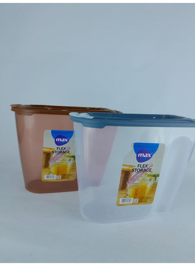 ماكس علبة تخزين بقوليات بلاستيك من ماكس بلاست-فتحة للسكب بغطاء-1.5 لتر - Image 5