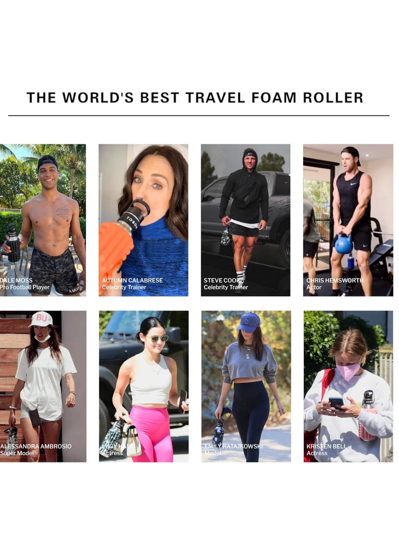 MOBOT Portable Travel Foam Roller Water Bottle with Sip Straw, Stainless Steel Screw Lid | Insulated Sports Water Bottle and Foam Rollers for Yoga, Workout, Home Gym, & Exercise (Beet, 1.2L) - Image 3