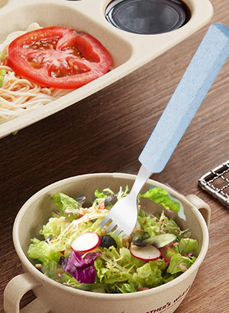 Flatware Set Children Utensils Set 18/10 Stainless Steel Child Silverware Knife Spoon Fork Set with Travel Case for Kids Lunch Box 3 Piece Blue