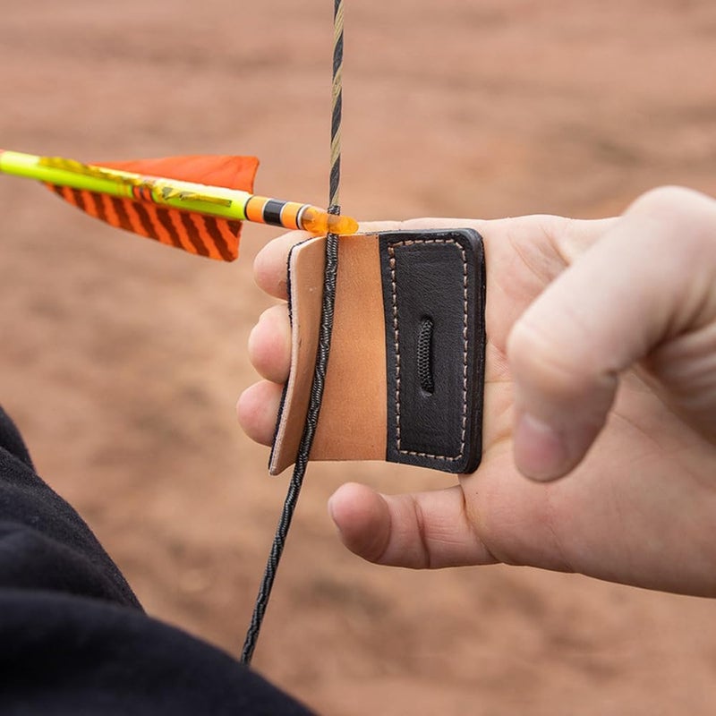 Windfulogo Cow Leather Archery Finger Tab Long Bow Hand Protector for Right Hand - Image 1