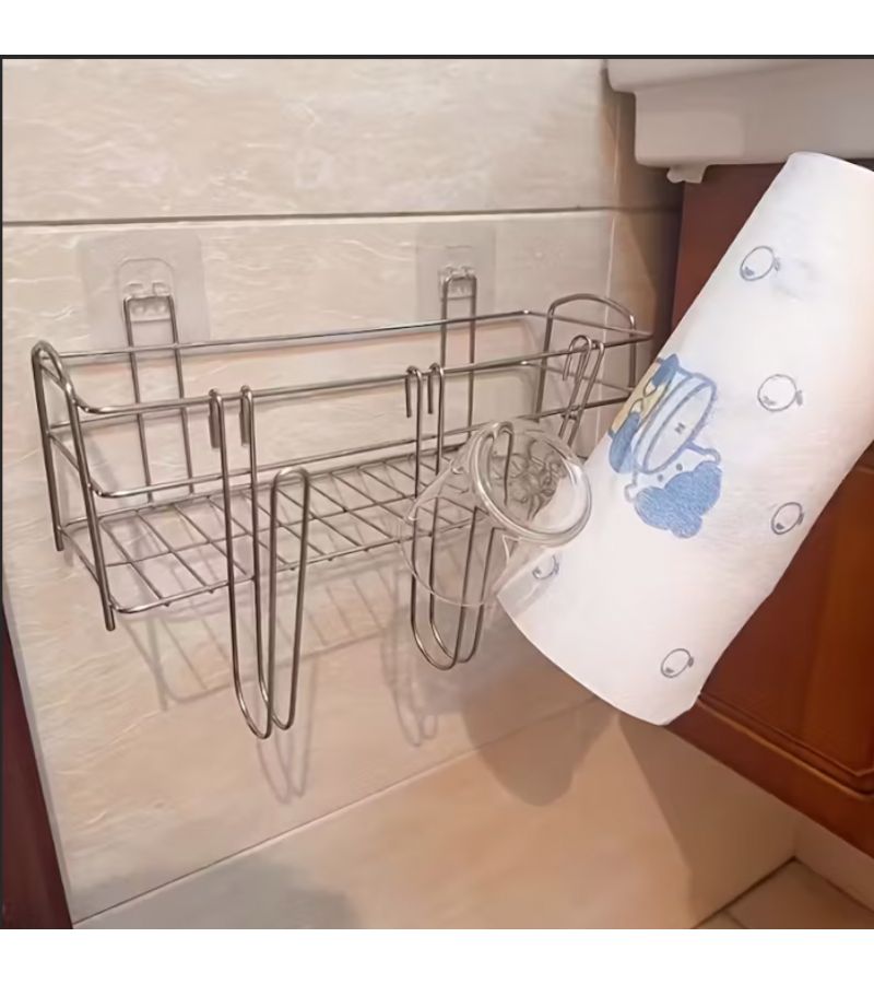 White 3pcs Dish Rack Drying Hooks Kitchen Cup Holder Clips For Bottles Mugs No Drilling - Image 1