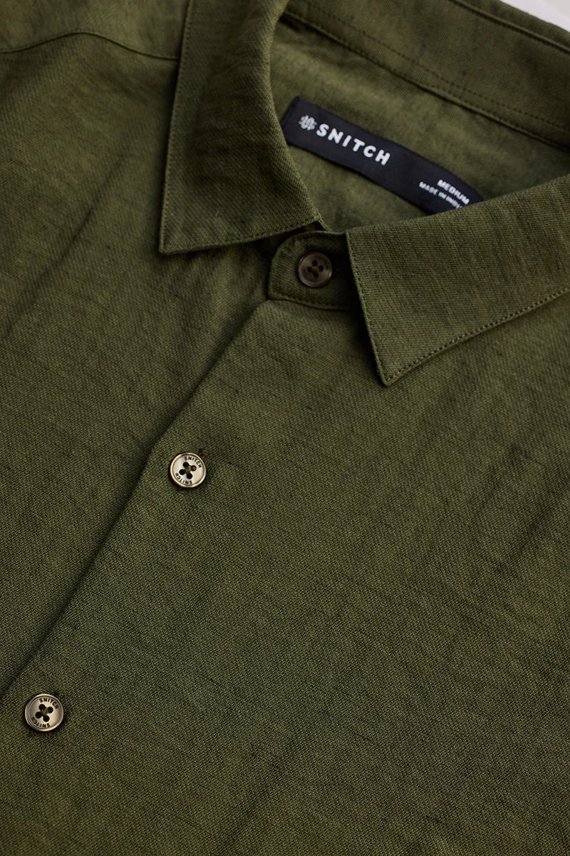 SNITCH Olive Slim Fit Shirt