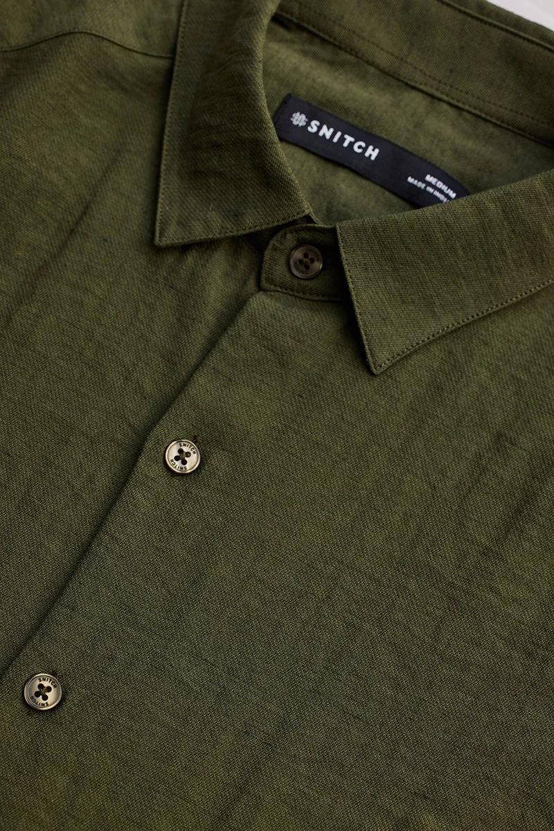SNITCH Olive Slim Fit Shirt