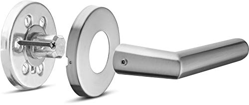 Berlin Modisch Dummy Lever Door Handle Pack of 2 Sleek Round Non-Turning Single Side Pull Only Lever Set [for Closet or French Doors] Heavy Duty - Satin Nickel Finish - Image 3