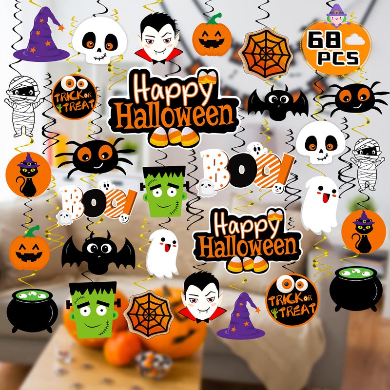 N.C Halloween Hanging 68PCS Halloween Ceiling Decorations Halloween Decorations for Classroom Hanging Halloween Decorations Indoor Ghost Pumpkin Ceiling Decorations  CSUS20210713001 - Image 1