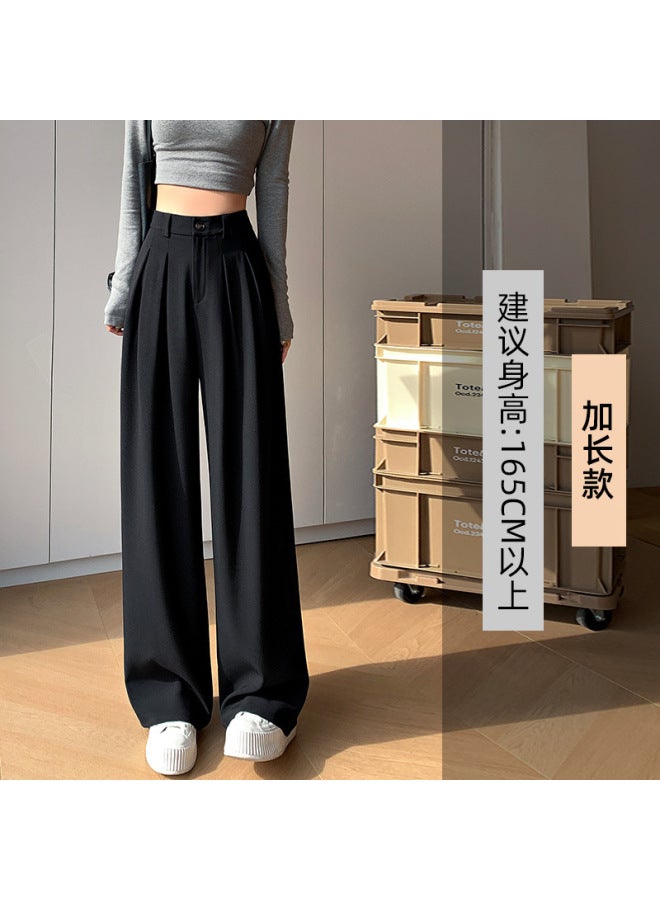 Real Shot  Spring And Summer New Suit Pants High Waist Wide Leg Pants Straight Casual Pants Narrow Mop Pants Women