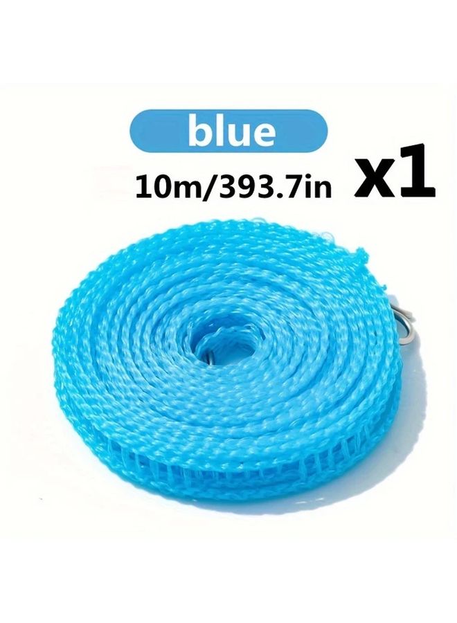 الحبل الغسيل الأزرق الثقيل المقاوم للرياح وغير المنزلق بطول 10 أمتار (393.7 بوصة) للسفر في الهواء الطلق - Image 1