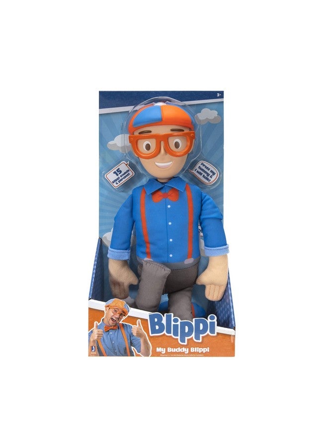 Blippi Blippi Bendable Plush Doll, 16” Tall Featuring SFX - Squeeze The Belly to Hear Classic catchphrases - Fun, Educational Toys for Babies, Toddlers, and Young Kids - Image 2