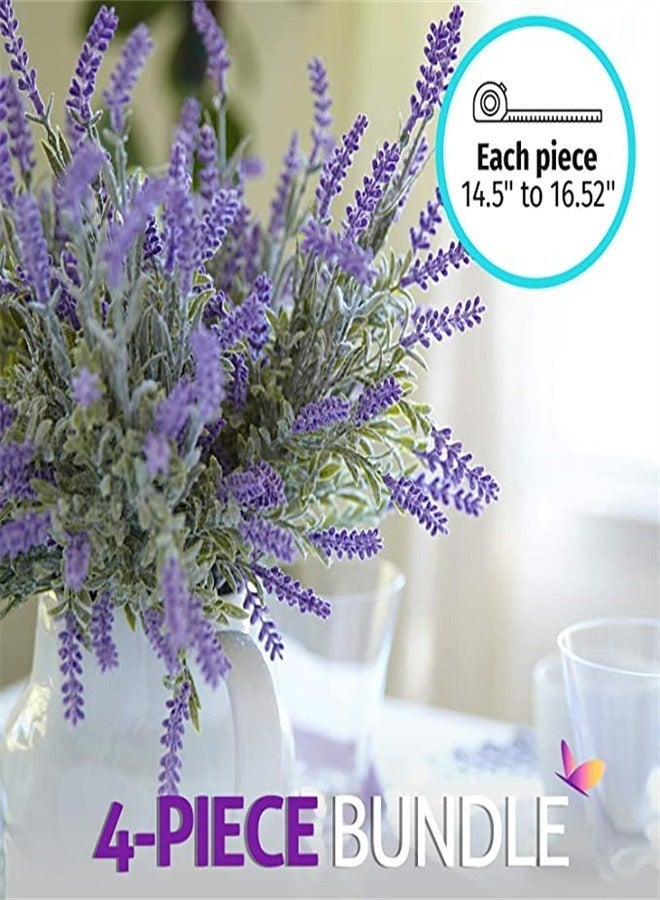 Goolsky 4PC Realistic Artificial Lavender Plant - Lilac Purple Floral Stems, No Maintenance Indoor/Outdoor Decor for Home, Wedding, Office, Table Centerpiece - Durable Plastic Faux Lavender for Windowsill, Garden, Party Decoration - Wedding & Holiday Decorations, Lavender Artificial Flowers, Garden Decor, Wedding Decor, Natural Look Foliage - Image 3