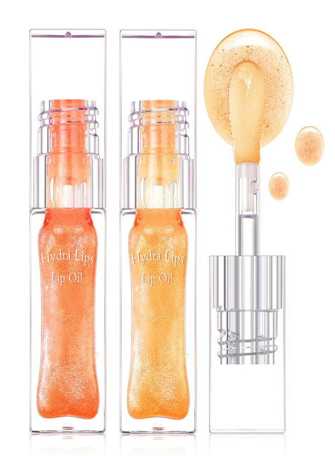 QIUFSSE Magic Color Changing Lip Oil Stain, 2PCS Hydrating Gloss With Tinted Shimmer Plumping Glow Oil for Care and Dry Lips (Strawberry + Orange) - Image 1