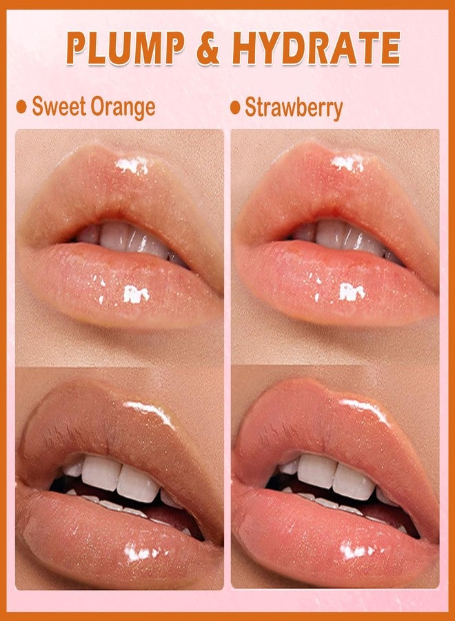 QIUFSSE Magic Color Changing Lip Oil Stain, 2PCS Hydrating Gloss With Tinted Shimmer Plumping Glow Oil for Care and Dry Lips (Strawberry + Orange) - Image 3