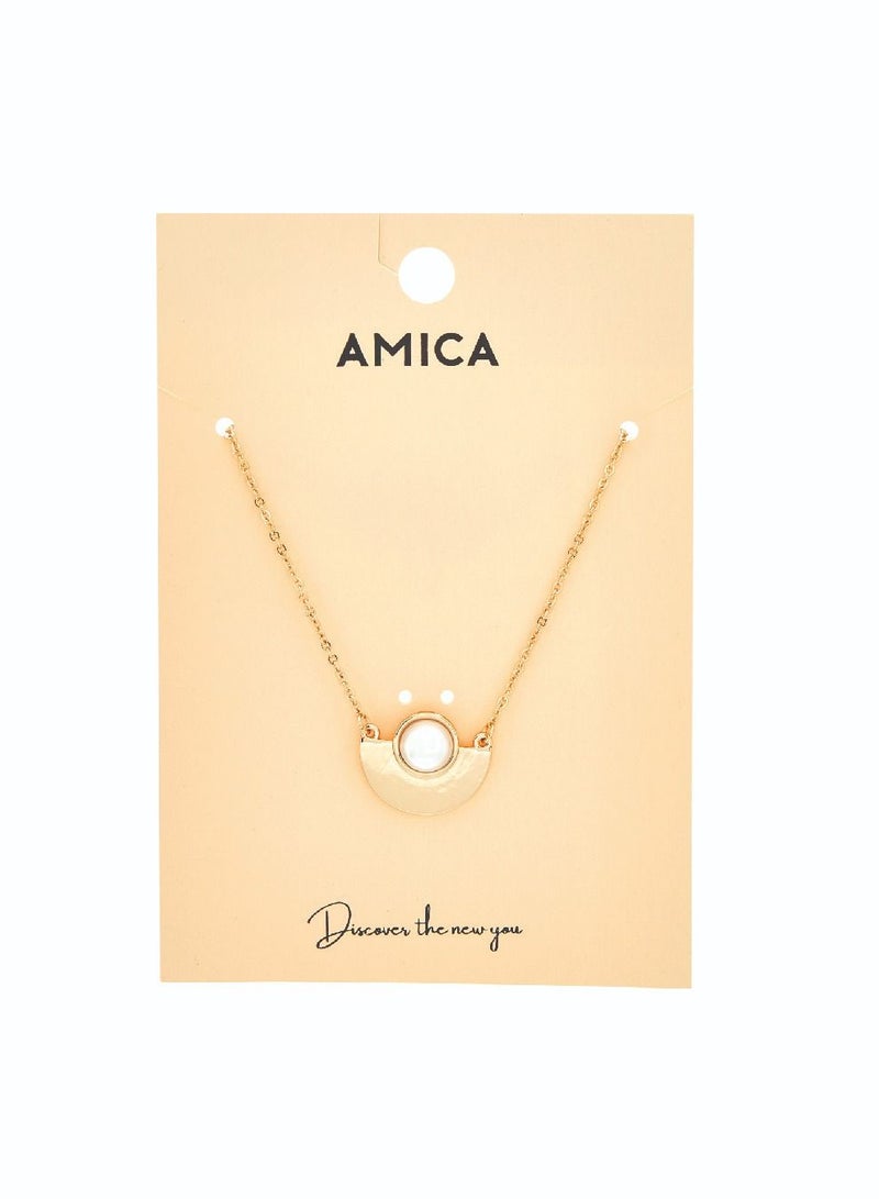 AMICA Geometric Pearl Pendant Necklace - Image 4