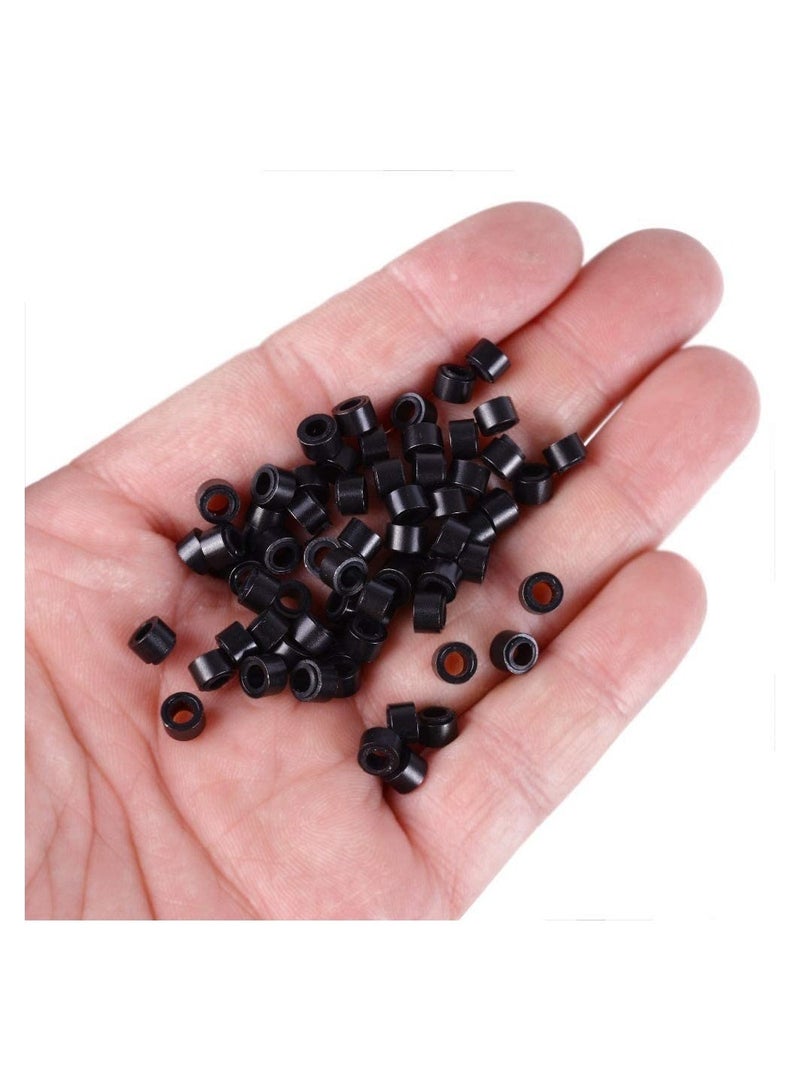 Estelle Silicone Lined Micro Links Rings Beads Hair Feather Extensions 5.0x3.0x3.0 mm Hair Beads Black - Image 5