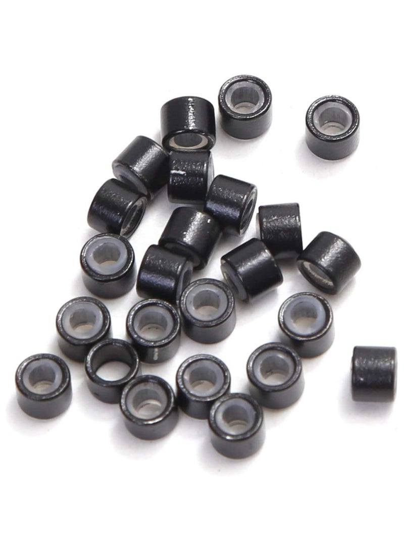 Estelle Silicone Lined Micro Links Rings Beads Hair Feather Extensions 5.0x3.0x3.0 mm Hair Beads Black - Image 3