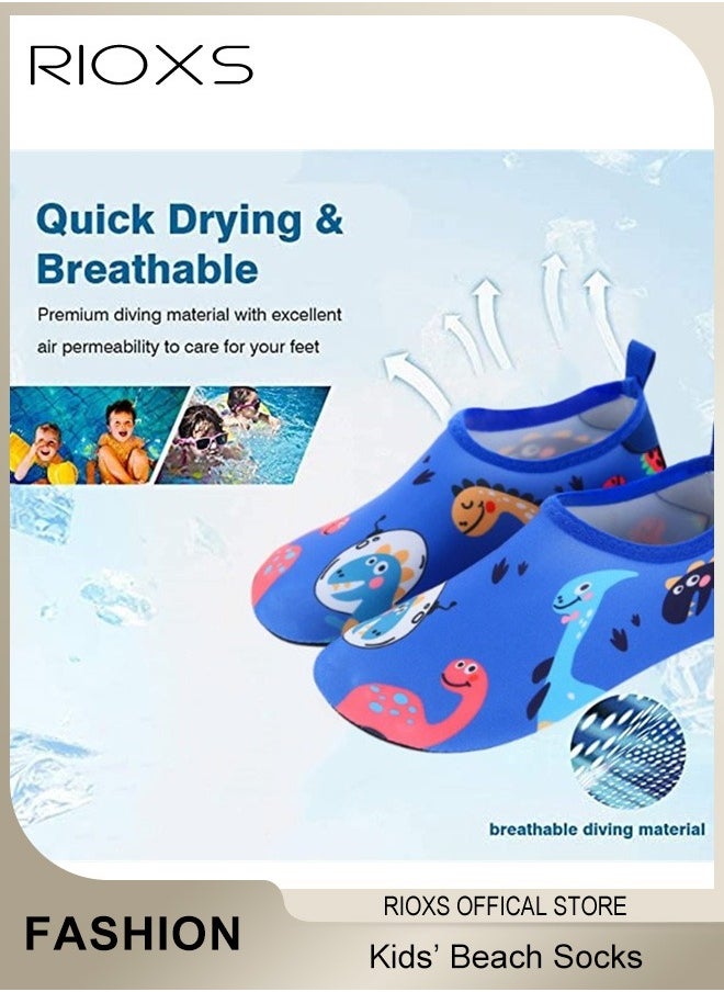 RIOXS Kids Water Shoes Beach Socks, Toddler Baby Girls Boys Barefoot, Quick-Dry Non-Slip Swim Socks, Quick-Dry Non-Slip Diving Socks, Sports Shoes For Kid In Beach Swimming Pool Water Park, Barefoot Aqua Socks Shoes for Kids Girls Boys  - Image 2