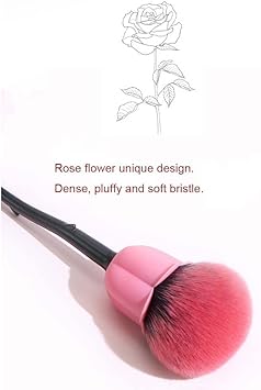 Coshine Coshine Pro Enchanted Rose Flower Makeup Brushes For foundation 2 pcs Pink Foundation and Powder Makeup Brush Set  - Image 2