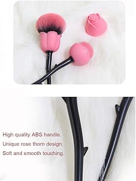Coshine Coshine Pro Enchanted Rose Flower Makeup Brushes For foundation 2 pcs Pink Foundation and Powder Makeup Brush Set  - Image 3
