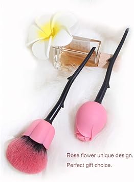 Coshine Coshine Pro Enchanted Rose Flower Makeup Brushes For foundation 2 pcs Pink Foundation and Powder Makeup Brush Set  - Image 5