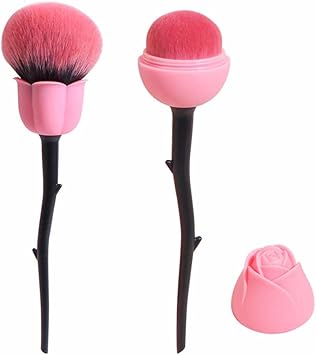 Coshine Coshine Pro Enchanted Rose Flower Makeup Brushes For foundation 2 pcs Pink Foundation and Powder Makeup Brush Set  - Image 1