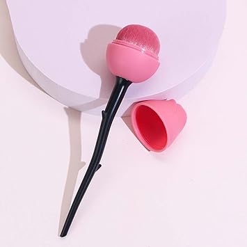 Coshine Coshine Pro Enchanted Rose Flower Makeup Brushes For foundation 2 pcs Pink Foundation and Powder Makeup Brush Set  - Image 4