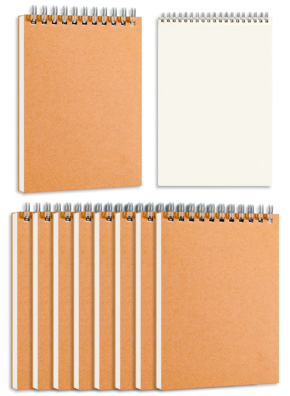 EYSOO A6 Spiral Notebooks 8 Pack Blank Notepads 80 Sheets / 160 Pages Pocket Size Hardcover Notebooks for Office School Writing
