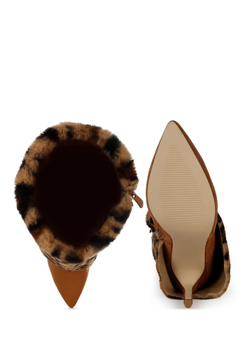 London Rag Fold-Over Calf-High Boots in Leopard